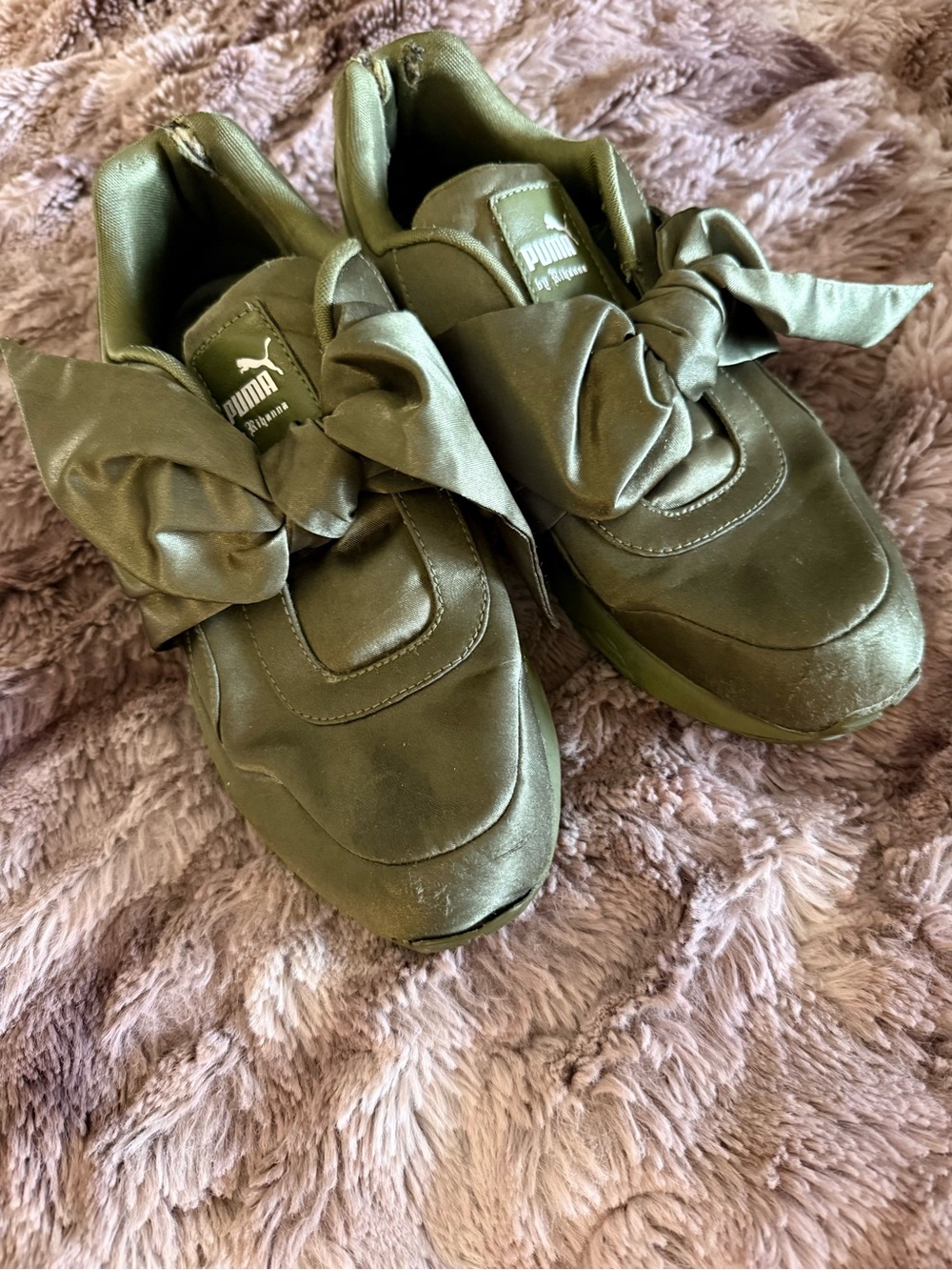 Puma x Fenty Olive Satin Ribbon Lace Sneakers